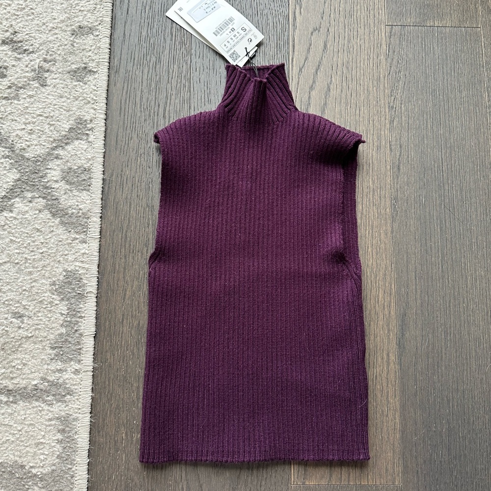 Zara Mock Neck Ribbed Sweater Tank